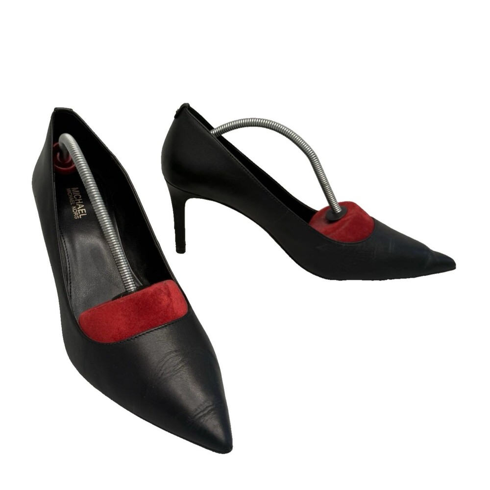 Michael Kors Womens Size 8 Black Leather 3 Inch Heel Pumps PV22E Office EUC